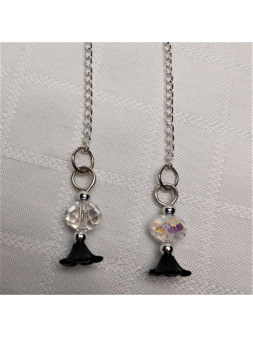 No 528 Handmade earrings with acrylic flowers charms and glass cristals